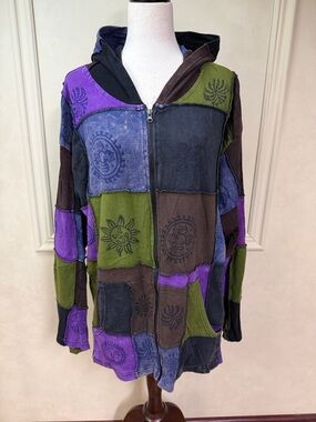 Greater Good Network Nepal Hoodie Zip Up Jacket Women’s Patchwork Size 3XL